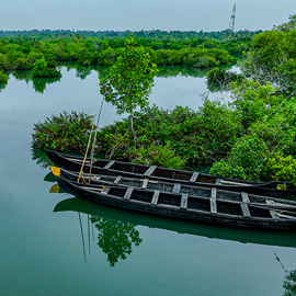 Getting on an inland water cruise to Munroe Island